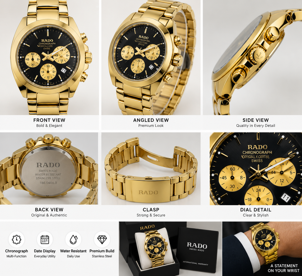 RADO Gold Chronograph Black Dial Men’s Watch