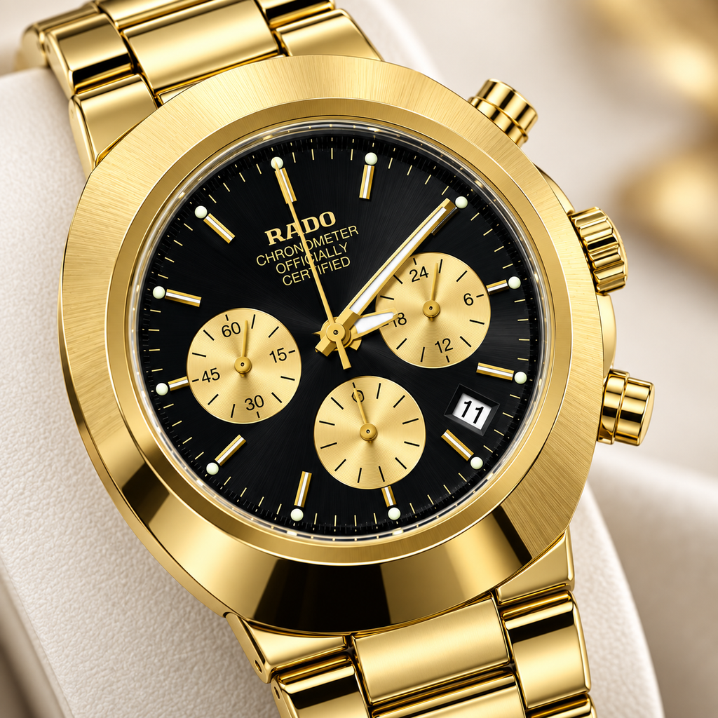 RADO Gold Chronograph Black Dial Men’s Watch