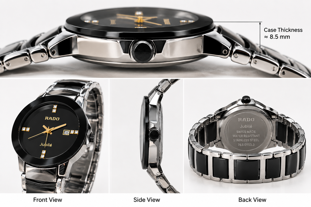 RADO Jubilé Luxury Black & Gold Watch – Premium Stainless Steel Bracelet