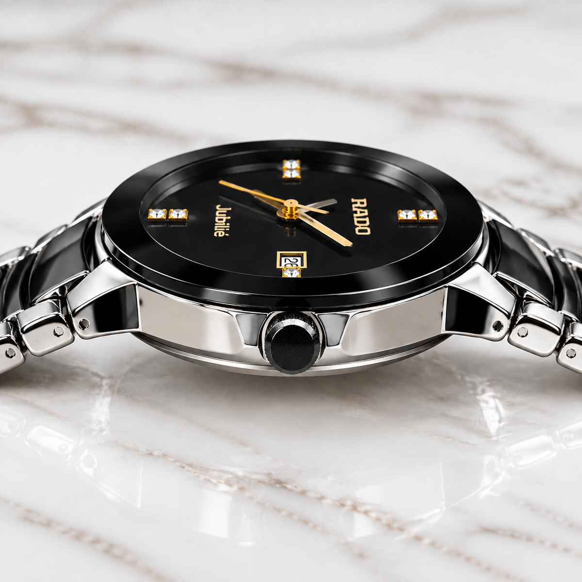 RADO Jubilé Luxury Black & Gold Watch – Premium Stainless Steel Bracelet
