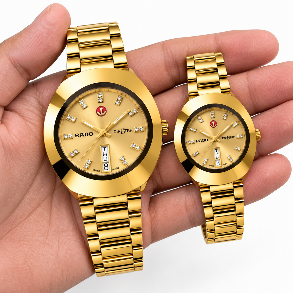 RADO DiaStar His & Hers Gold Watch Set – Luxury Matching Couple Watches