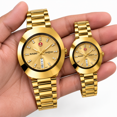 RADO DiaStar His & Hers Gold Watch Set – Luxury Matching Couple Watches