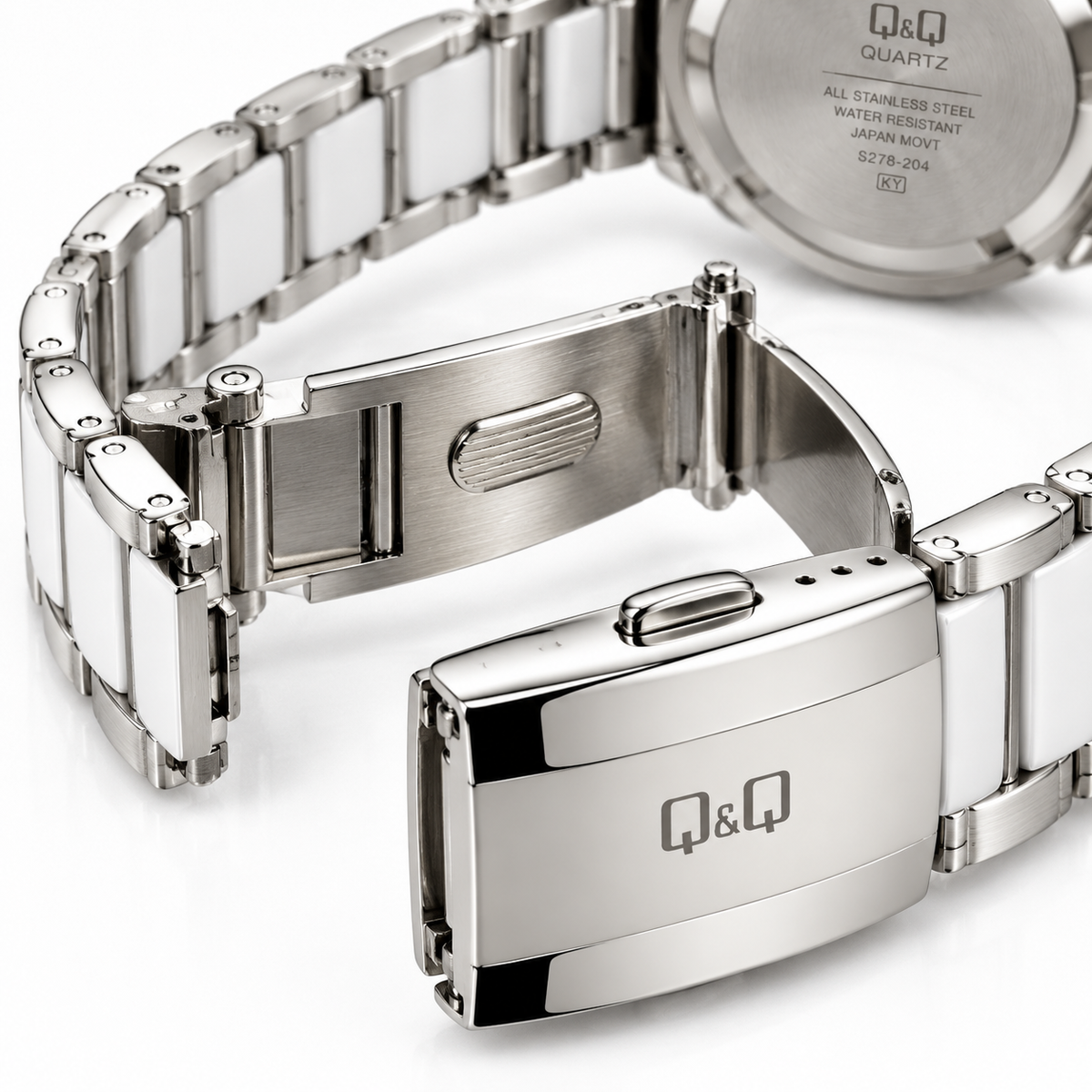Q&Q His & Hers White & Silver Watch Set – Matching Couple Watches